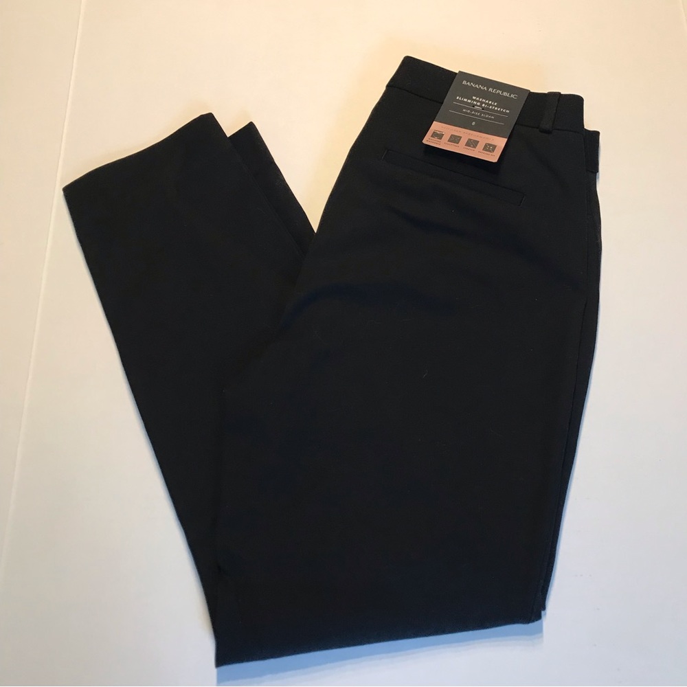 NWT Banana Republic Mid-rise Sloan Ankle Length Black Pants Size 8 $89. - Picture 2 of 9